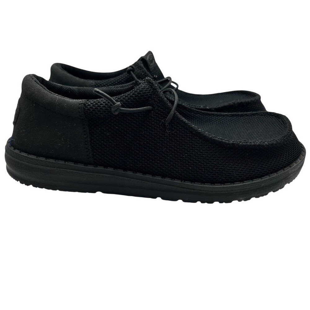HEYDUDE Wally Funk Mono Loafers Juniors J6 6 Black Slip-On Moc Toe Comfort Shoes